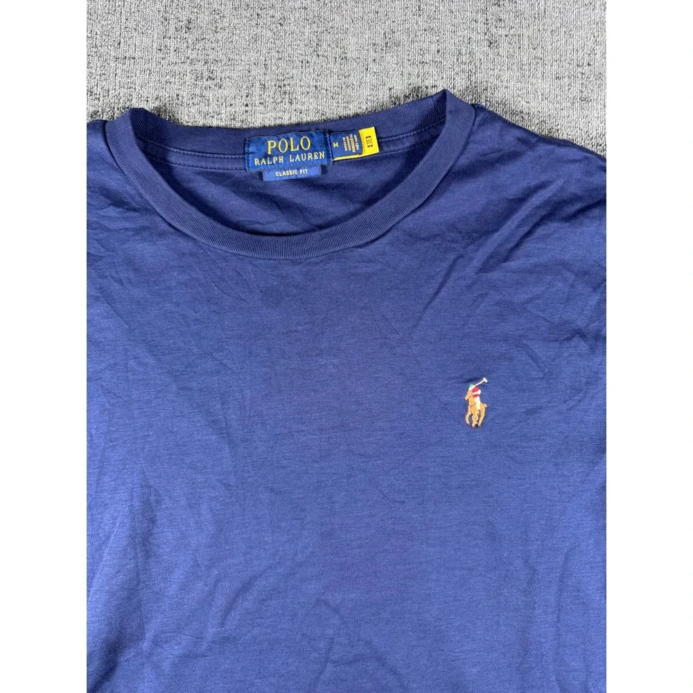 Polo Ralph Lauren Mens Long Sleeve T-Shirt Navy Blue Classic Fit Pony Logo M